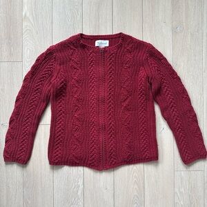 Vintage Westbound Cable Knit Zip-Front Sweater Jacket in Red Women’s Size Small